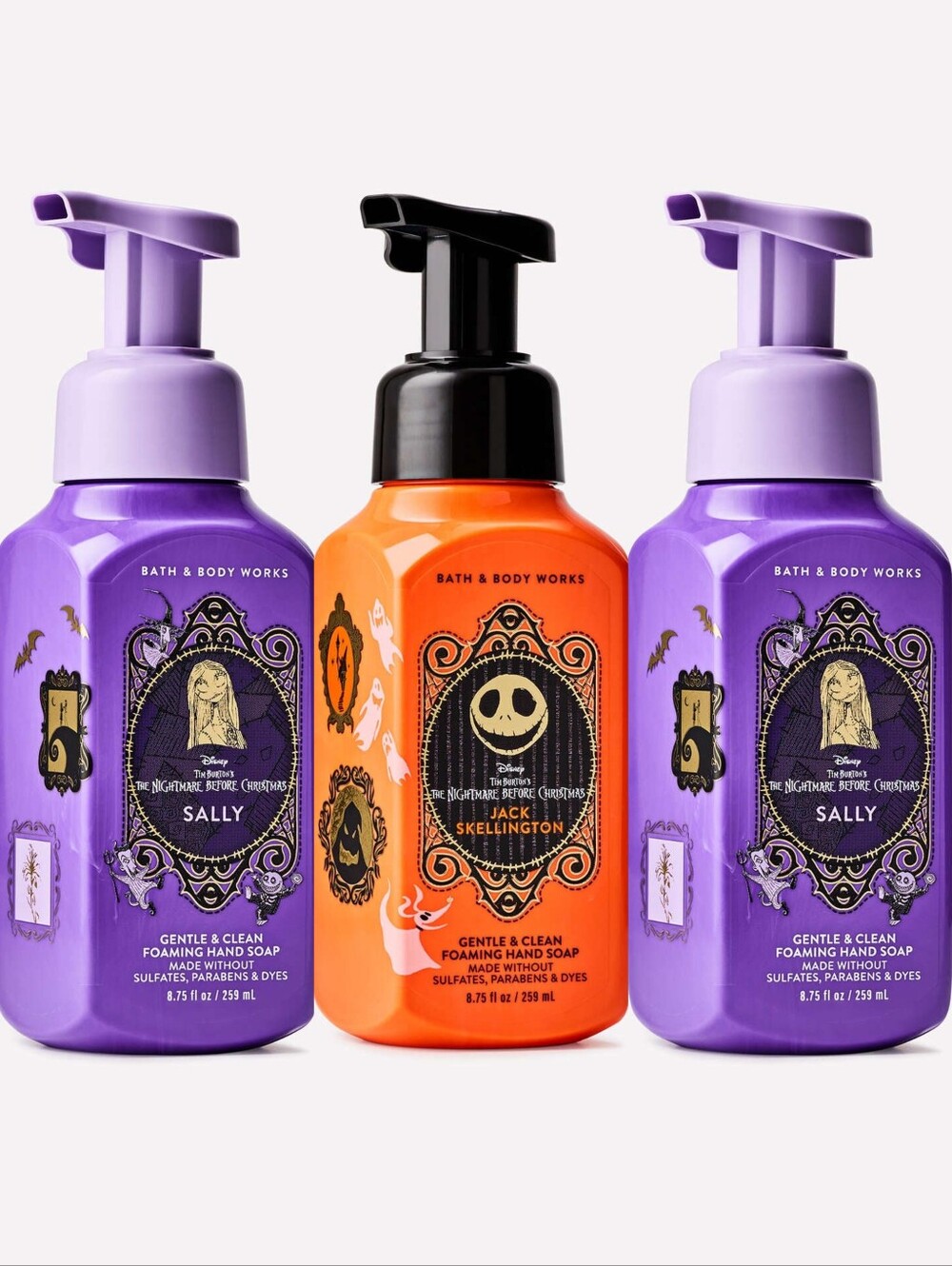 Bath & Body Works Jack & Sally Foaming Hand Soap Set of 3 NEW RARE